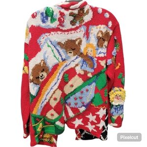 Festive Christmas Sweater with Teddy Bears